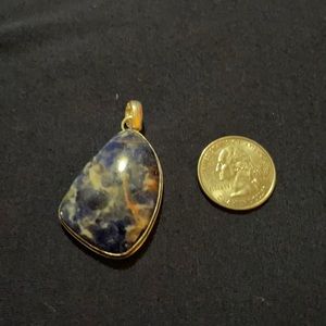 Blue marbled Jasper with silver chain